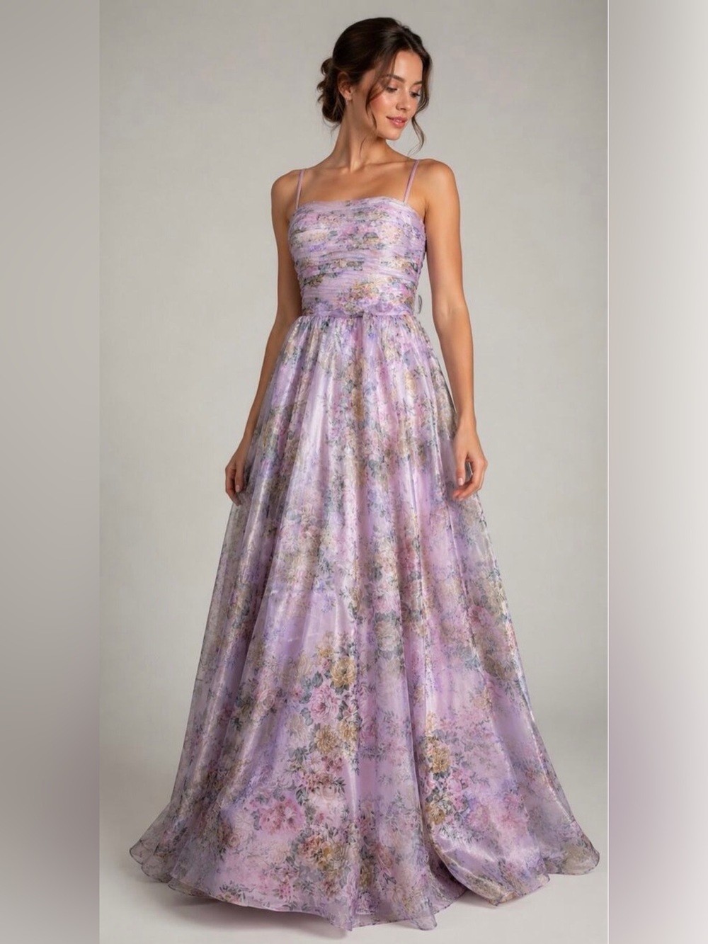 City Vibe Floral Organza Maxi Dress β Lavender/Pink β Size 1 β NWT $199